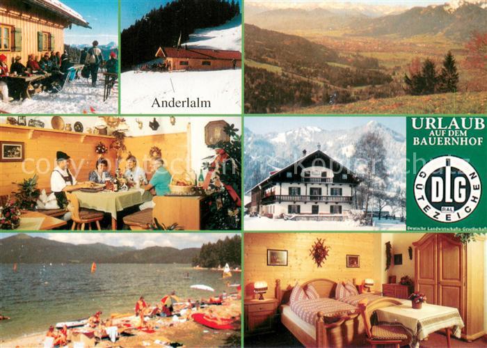 Wegscheid Lenggries Der Anderlhof Anderlalm Gaststube Badestrand Zimmer Panorama