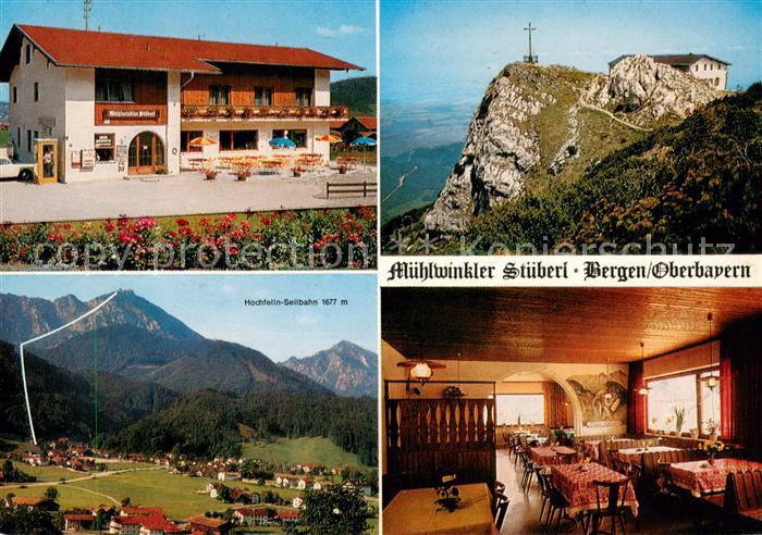 Bergen Chiemgau Gaststaette Muehlwinkler Stueberl Gipfelkreuz Hochfelln Seilbahn