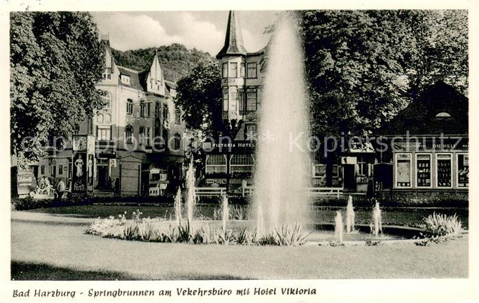 Bad Harzburg Springbrunnen am Verkehrsbuero mit Hotel Viktoria