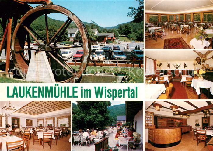 Lorch Rheingau Laukenmuehle im Wispertal Gastraeume Terrasse Bar