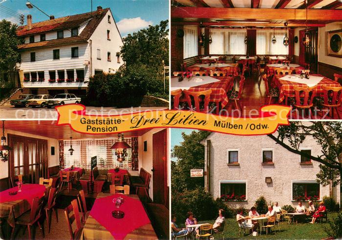 Muelben Gaststaette Pension Drei Lilien Gastraeume Gartenterrasse
