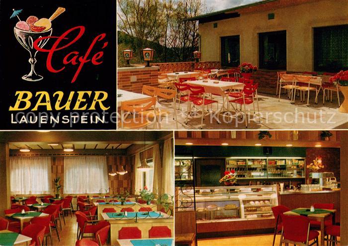 Lauenstein Oberfranken Cafe Bauer Terrasse Gaststube Kuchentheke