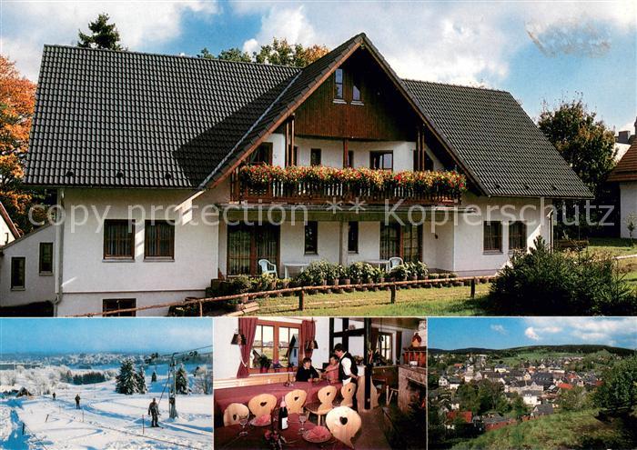 Schmiedefeld Rennsteig Gast und Pensionhaus Anschuetz Gaststube Loipe Panorama