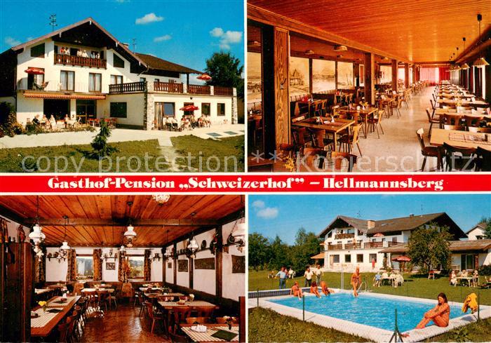 Hellmannsberg Waging See Gasthof Pension Schweizerhof Gastraeume Pool