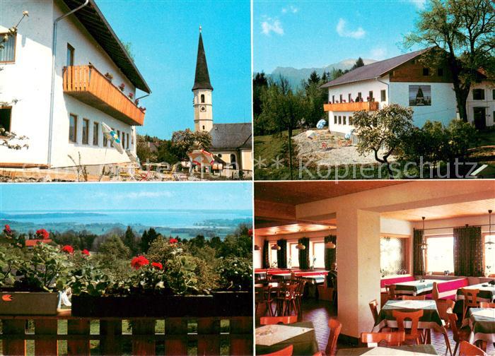 Hittenkirchen Chiemsee Gasthof Pension Bufler Kirche Panorama Gastraum