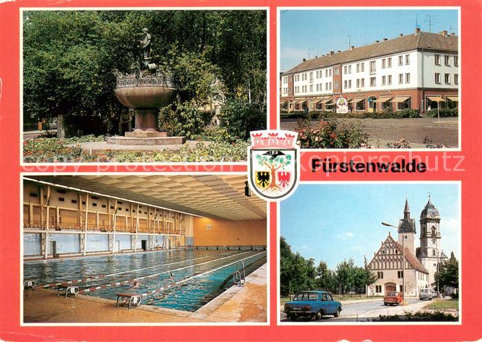Fuerstenwalde Spree Grassnick BrunnenMuehlenstrasse Spree Schwimmhalle Rathaus u