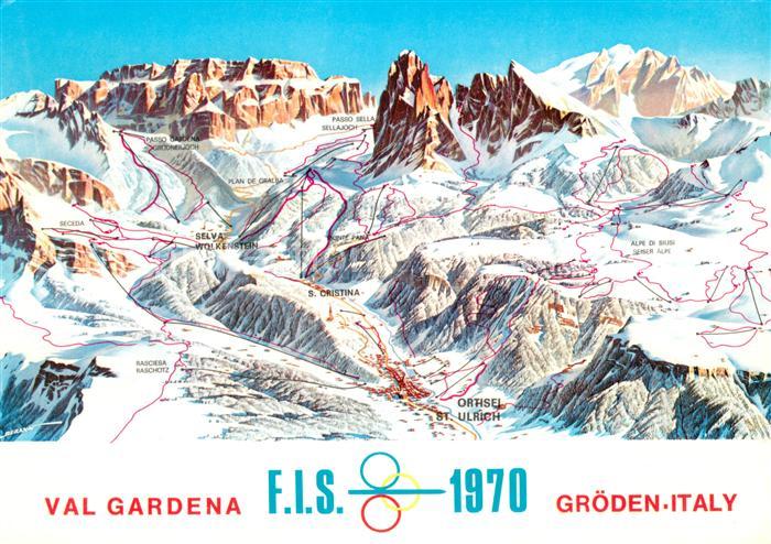Groeden Tirol Val Gardena Panoramakarte