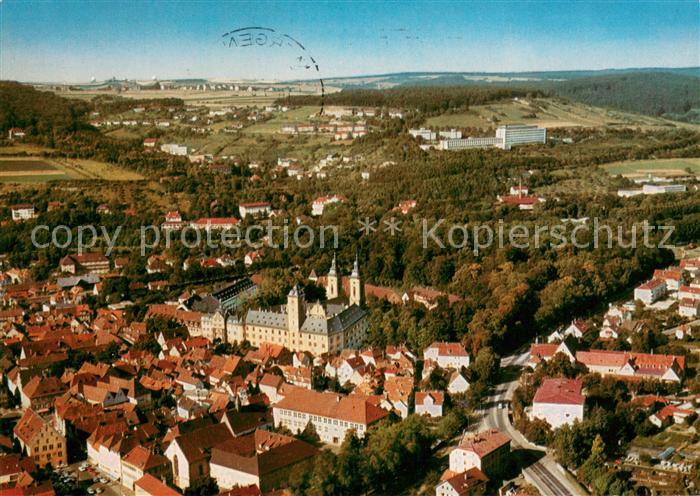 Bad Mergentheim Stadtbild mit Muenster und Schloss Kirche Fliegeraufnahme