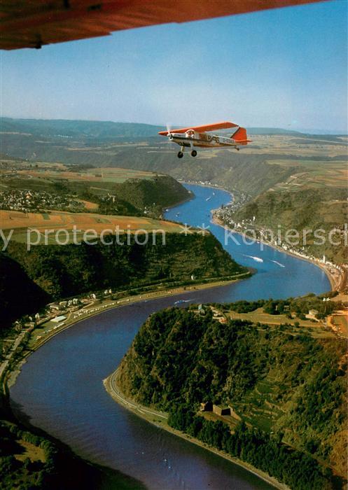 St Goarshausen Rheintal Lorely Motorflugzeug Fliegeraufnahme