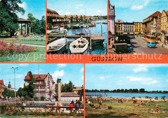Guestrow Mecklenburg Vorpommern Rosengarten Bootshaeuser am Inselsee Markt John