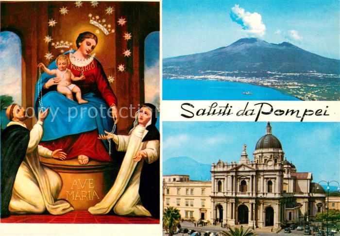 Pompei Kirche Heiligenfigur Blick zum Vulkan Fliegeraufnahme