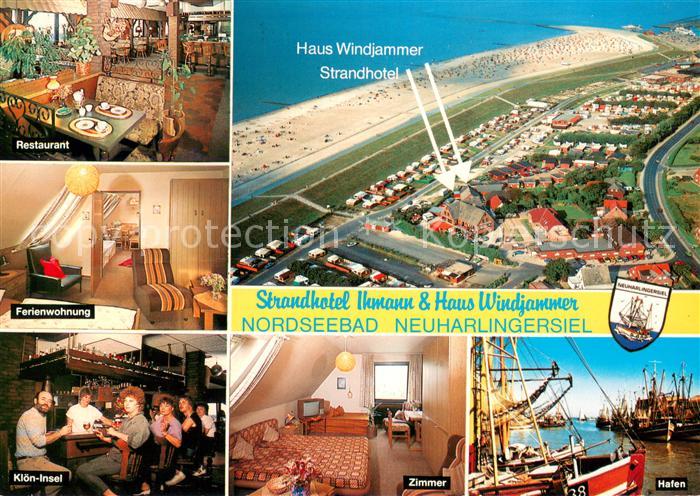 Neuharlingersiel Nordseebad Strandhotel Haus Windjammer Fliegeraufnahme Restaura