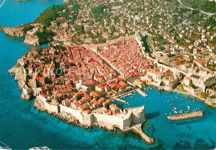 Dubrovnik Ragusa Altstadt Festung Hafen Fliegeraufnahme