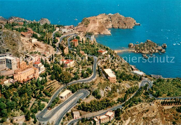Taormina Sizilien Isola Bella Fliegeraufnahme