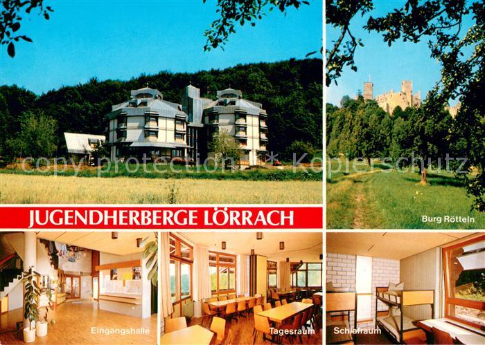 LoeRRACH Baden BW Jugendherberge Eingangshalle Tagesraum Schlafraum Burg Roettel