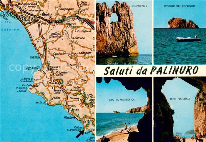 Palinuro Finestrella Scoglio del Coniglio Grotta Preistorica Arco Naturale Carta