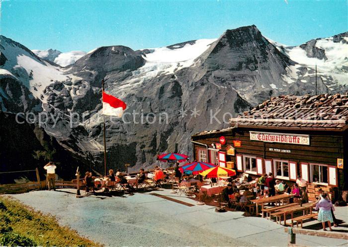 Grossglockner Hochalpenstrasse Edelweisshuette mit Hohe Dock