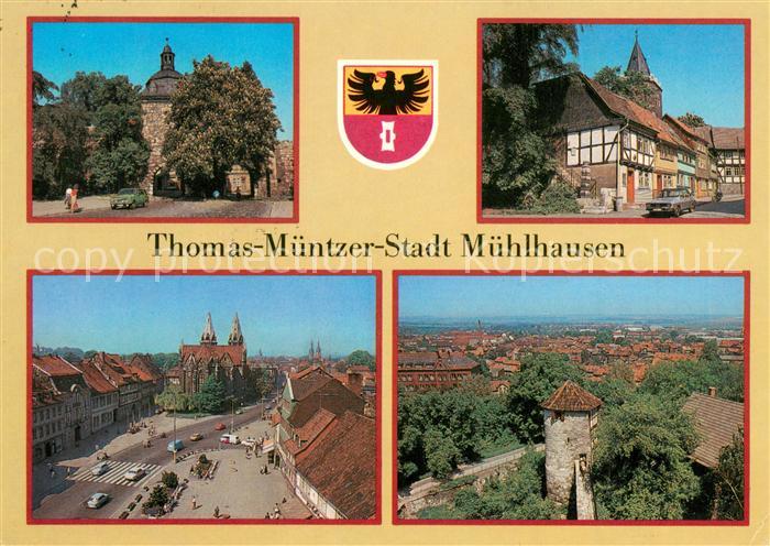 Muehlhausen Thueringen Panorama Thomas Muentzer Stadt Frauentor Rabenturm Wilhel