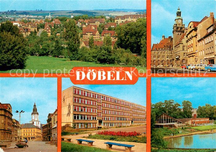 Doebeln Stadtpanorama Rathaus Roter Platz Lenin Oberschule Buergergarten