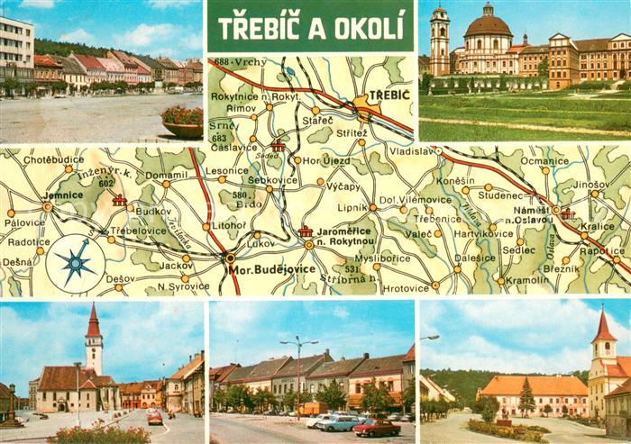 Trebic Trebitsch und Umgebung Landkarte Jaromerice Jemnice Moravske Budejovice N