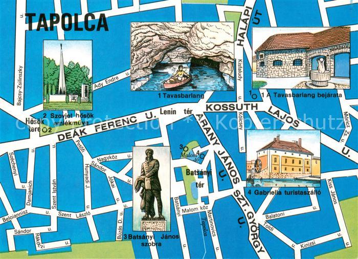 Tapolca Stadtplan mit Sehenswuerdigkeiten