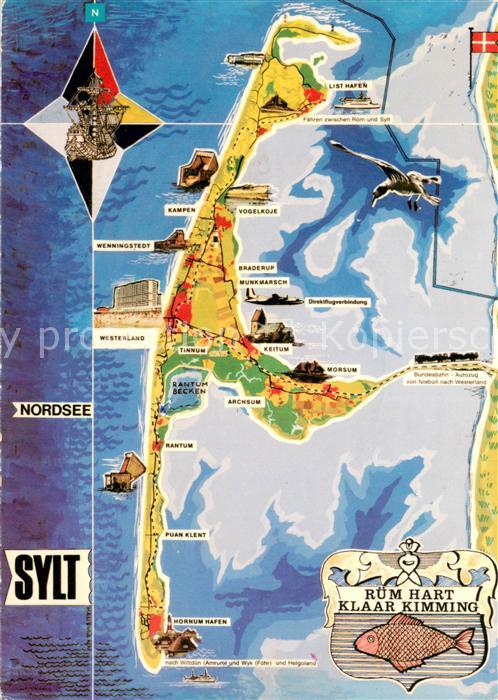 Insel Sylt Landkarte Nordseeinsel