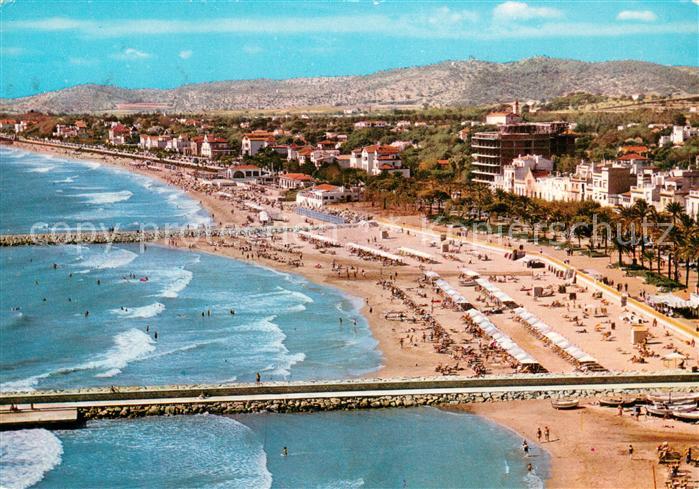 Sitges La playa y hoteles vista aérea
