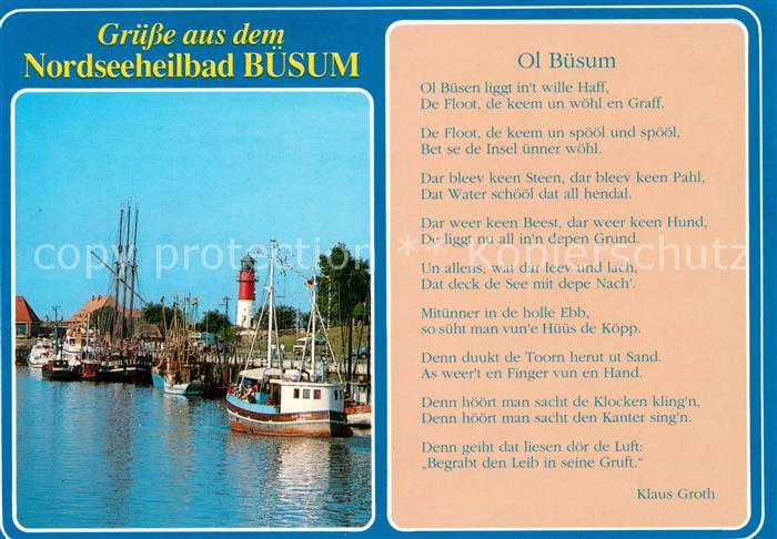 Buesum Nordseebad Hafen Fischkutter Leuchtturm Gedicht von Klaus Groth Ol Buesum