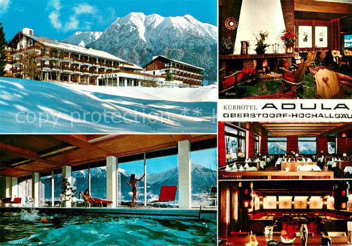 Oberstdorf Kurhotel Adula Restaurant Kaminzimmer Hallenbad Winterlandschaft Alpe