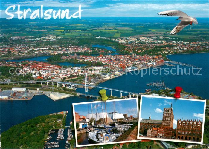 Stralsund Yachthafen Rathaus Hansestadt Fliegeraufnahme Moewe