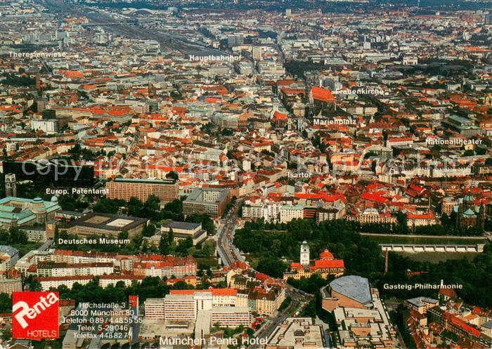 Muenchen Bayern Fliegeraufnahme mit Penta Hotel