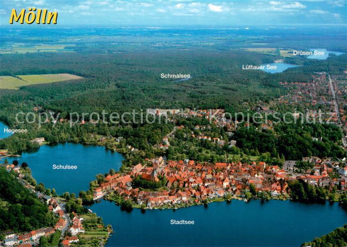 Moelln Lauenburg Fliegeraufnahme mit Hegesee Schulsee Schmalsee Stadtsee Luettau