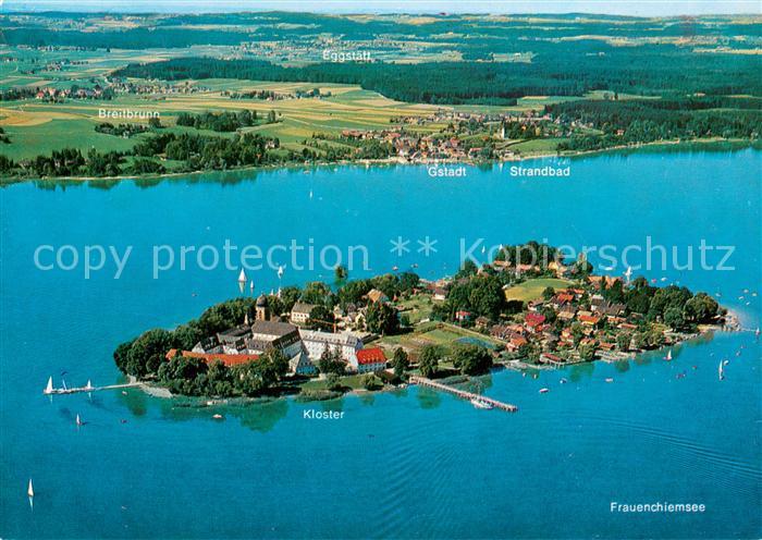 Fraueninsel Chiemsee Fliegeraufnahme mit Kloster Frauenwoerth