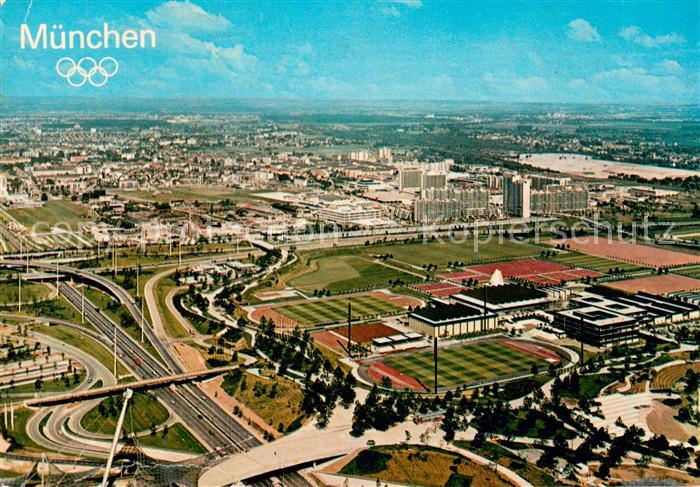 Muenchen Bayern Blick vom Olympiaturm