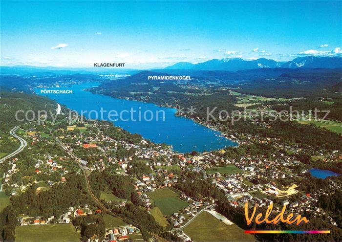 Velden Woerthersee Fliegeraufnahme mit Poertschach Klagenfurt und Pyramidenkogel
