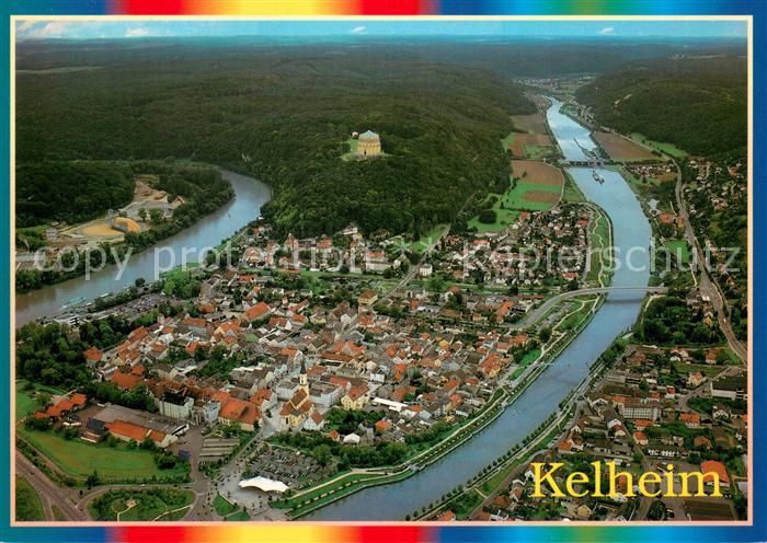 Kelheim am Zusammenfluss von Altmuehl und Donau Fliegeraufnahme