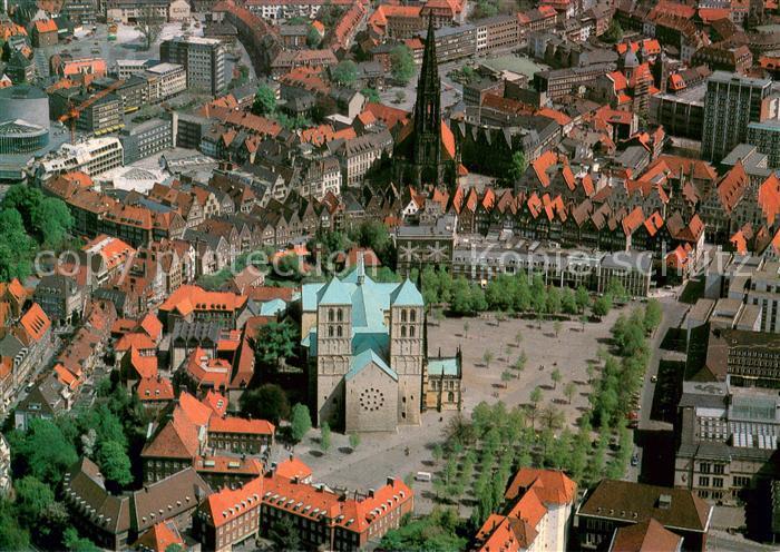 Muenster Westfalen Innenstadt mit Dom und St Lamberti Kirche Fliegeraufnahme