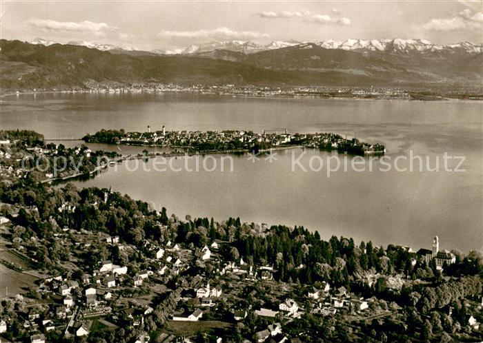 Lindau Bodensee Fliegeraufnahme mit Bad Schachen und Bregenzerwald
