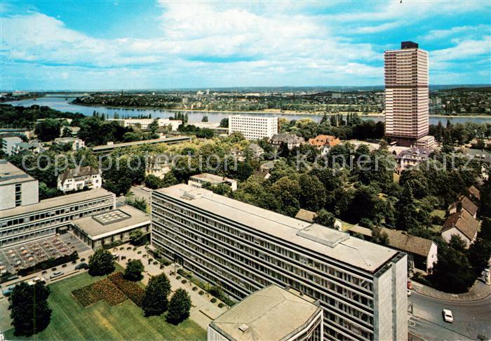 Bonn Rhein Bundeshaus und Abgeordnetenhaus Fliegeraufnahme