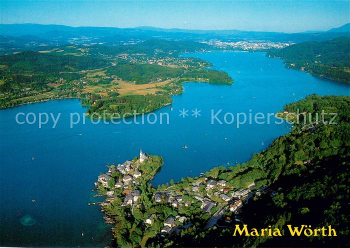 Maria Woerth Woerthersee Fliegeraufnahme mit Wallfahrtskirche Maria Woerth