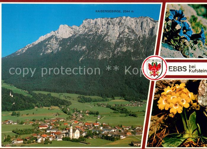 Ebbs Fliegeraufnahme mit Wallfahrtskirche St Nikolaus und Kaisergebirge