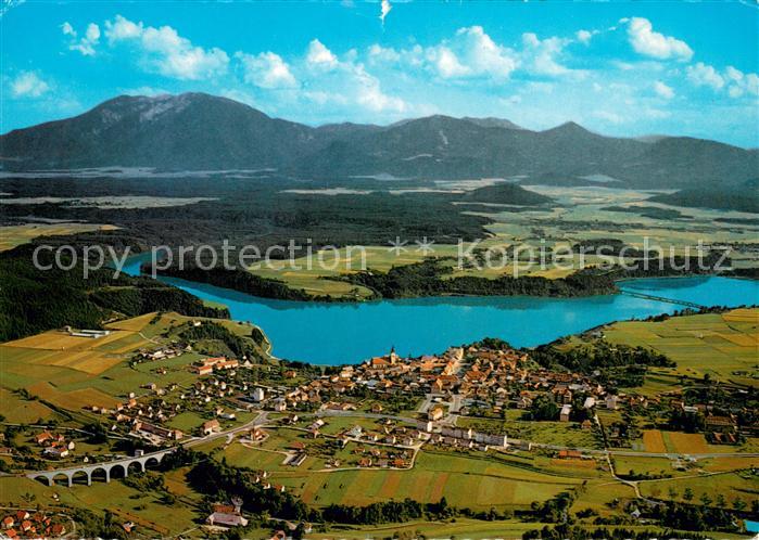 Voelkermarkt Fliegeraufnahme mit Stausee und Petzen