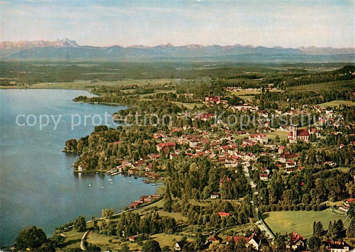 Tutzing Starnberger See Fliegeraufnahme mit Zugspitze
