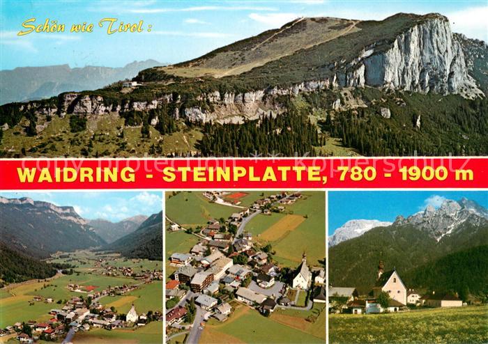 Waidring Tirol Steinplatte Panorama Ortskern Fliegeraufnahme Kirche mit Steinber