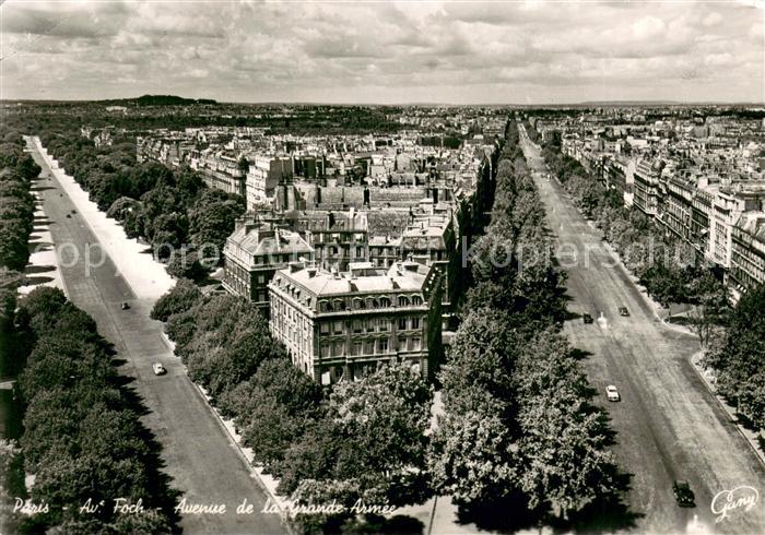 Paris Foch and Great Army Avenue Air view