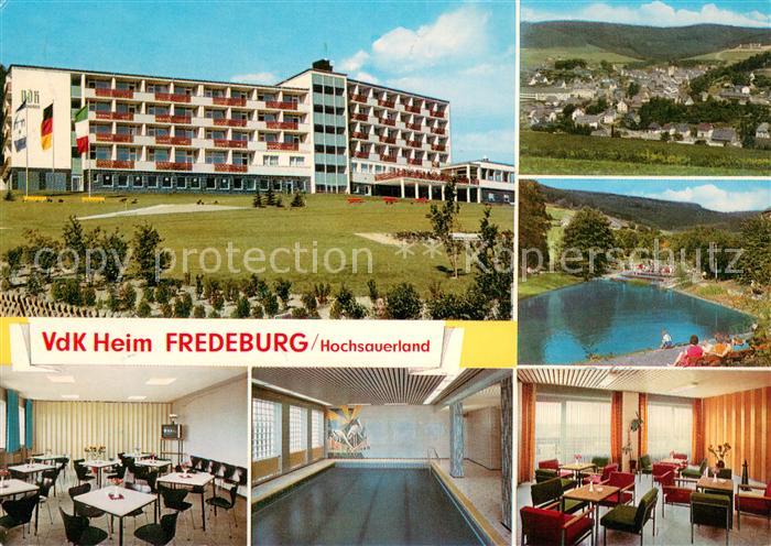 Fredeburg Schmallenberg VdK Erholungsheim Aufenthaltsraum Hallenbad Freibad Pano