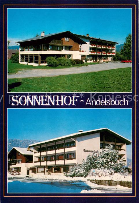 Andelsbuch Vorarlberg Hotel Cafe Restaurant Sonnenhof im Sommer und im Winter