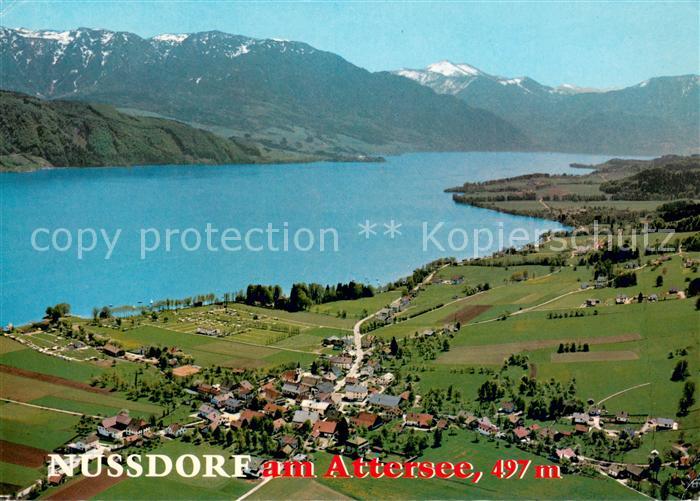 Nussdorf Attersee mit Hoellengebirge Fliegeraufnahme