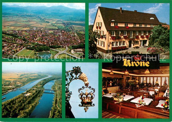 Neuenburg Rhein Hotel Gasthof zur Krone Restaurant Tuerschild Fliegeraufnahmen