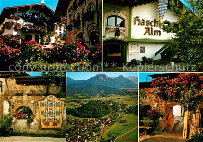 Neubeuern Restaurant und Cafe Haschl Alm Alpenpanorama Fliegeraufnahme